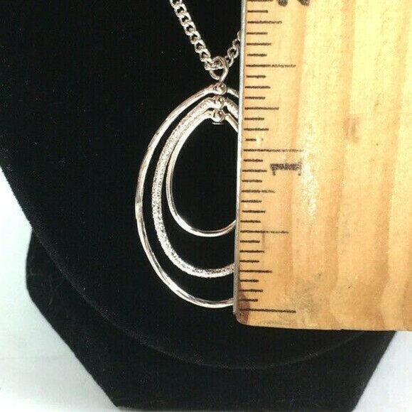 Silvertone Triple Oval Necklace - Picture 6 of 12